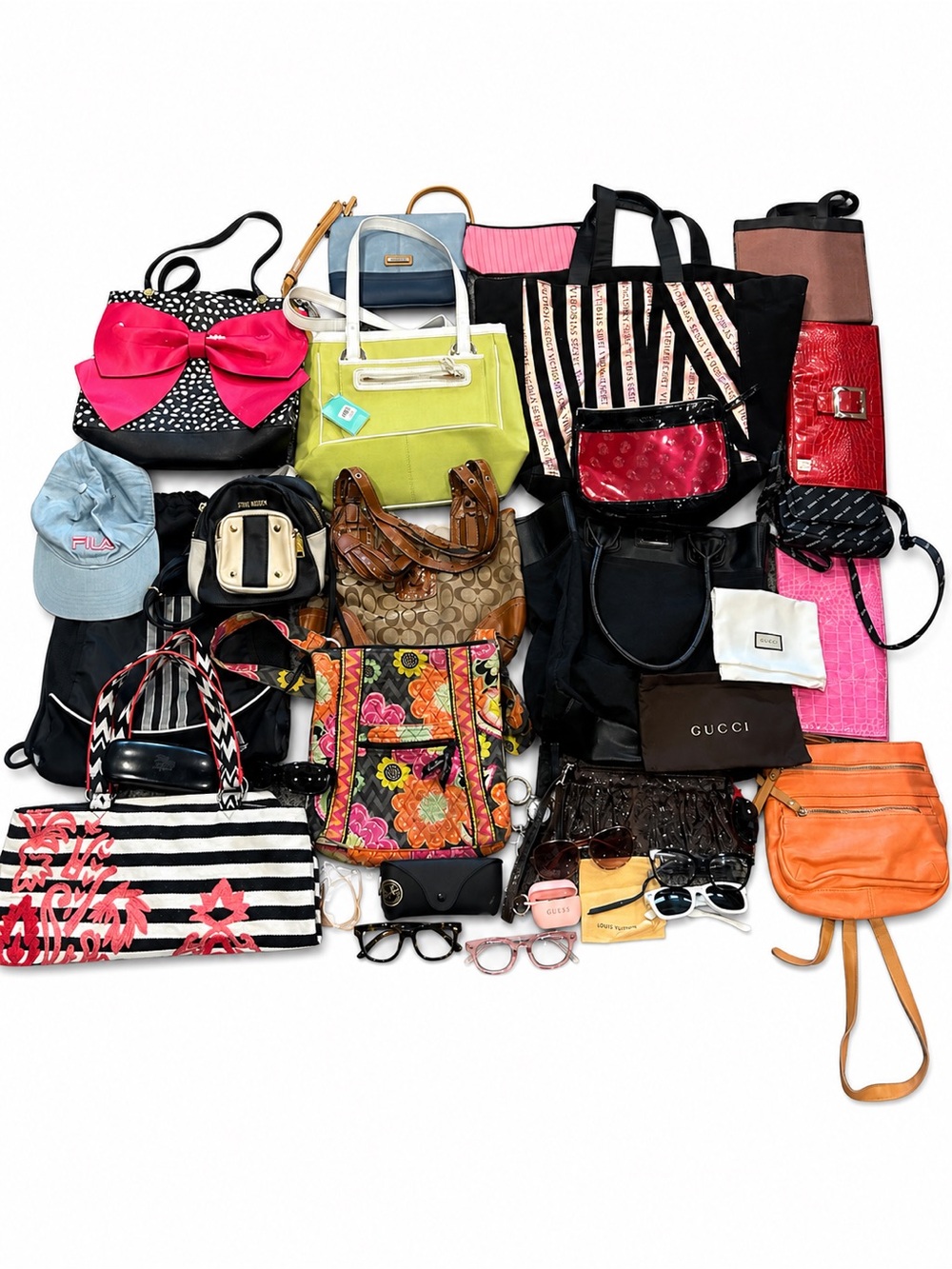 LV, Gucci, Coach, Saks Purse Wallet Sunglasses Reseller Box Bundle 40 Pieces NWT